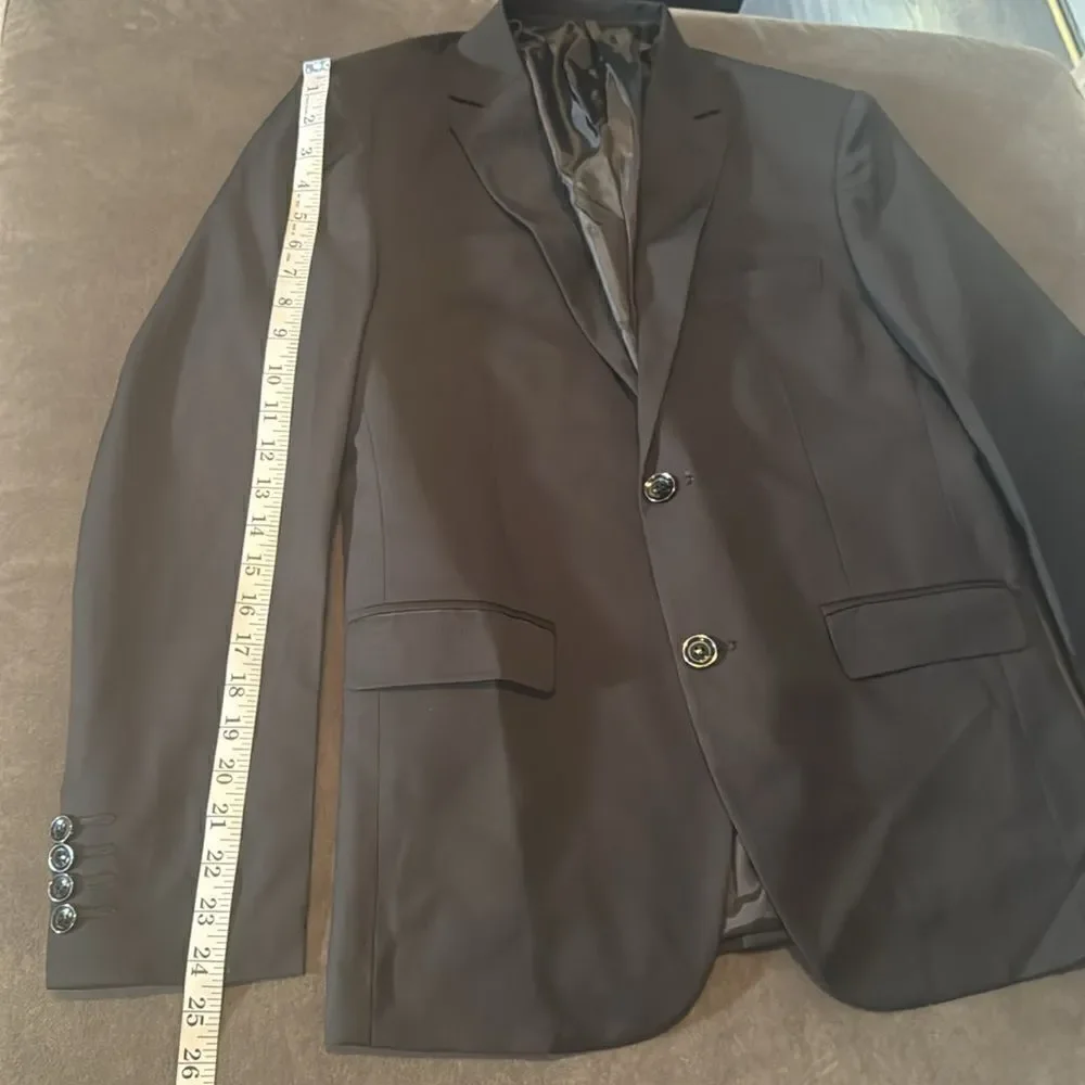 Men’s Black 2 Piece Slim Fit Suit Prom Party Formal Size 38 Jacket 32 Pants